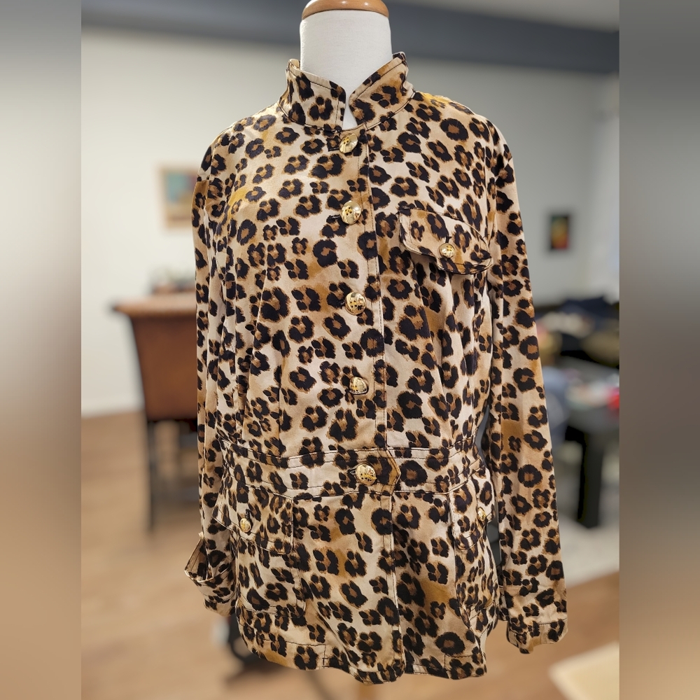 SOLD Charter Club Womens Leopard Print Light Jacket Coat